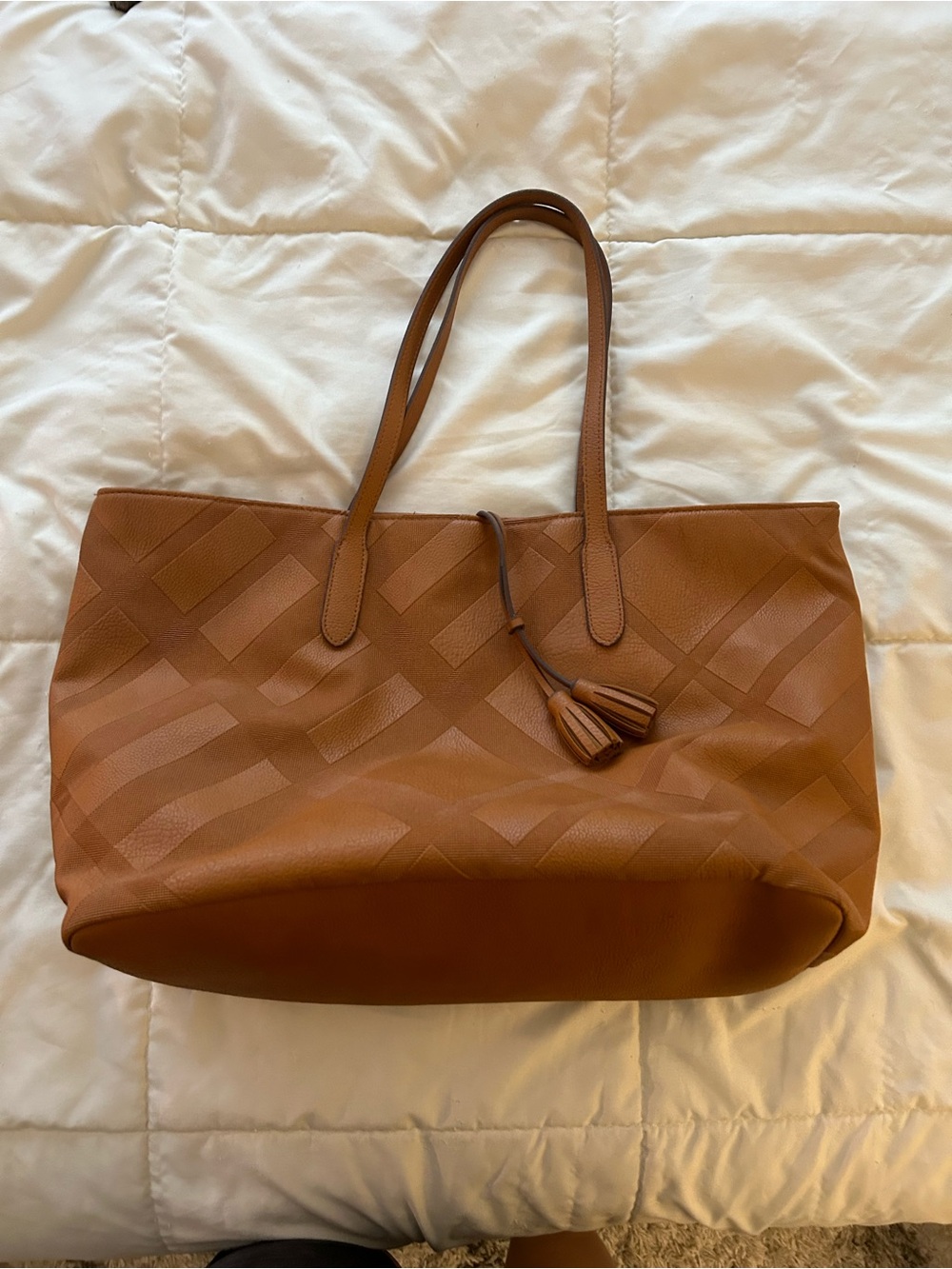 Vegan Leather Tote Bag with Tassel